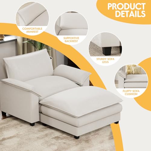 Homall 119" Modular Sectional Sofa, L Shaped Sofa Couch with Reversible Ottoman, DIY Combination Chenille Deep 3-Seat Cloud Couch for Living Room
