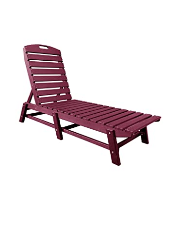 Outdoor Pool Chaise Lounge, Heavy-Duty Beach Lounger - Folding, HDPE, Recycled Poly Furniture - Reclining Lounge Chair for Patio, Deck, Beach, Cabana