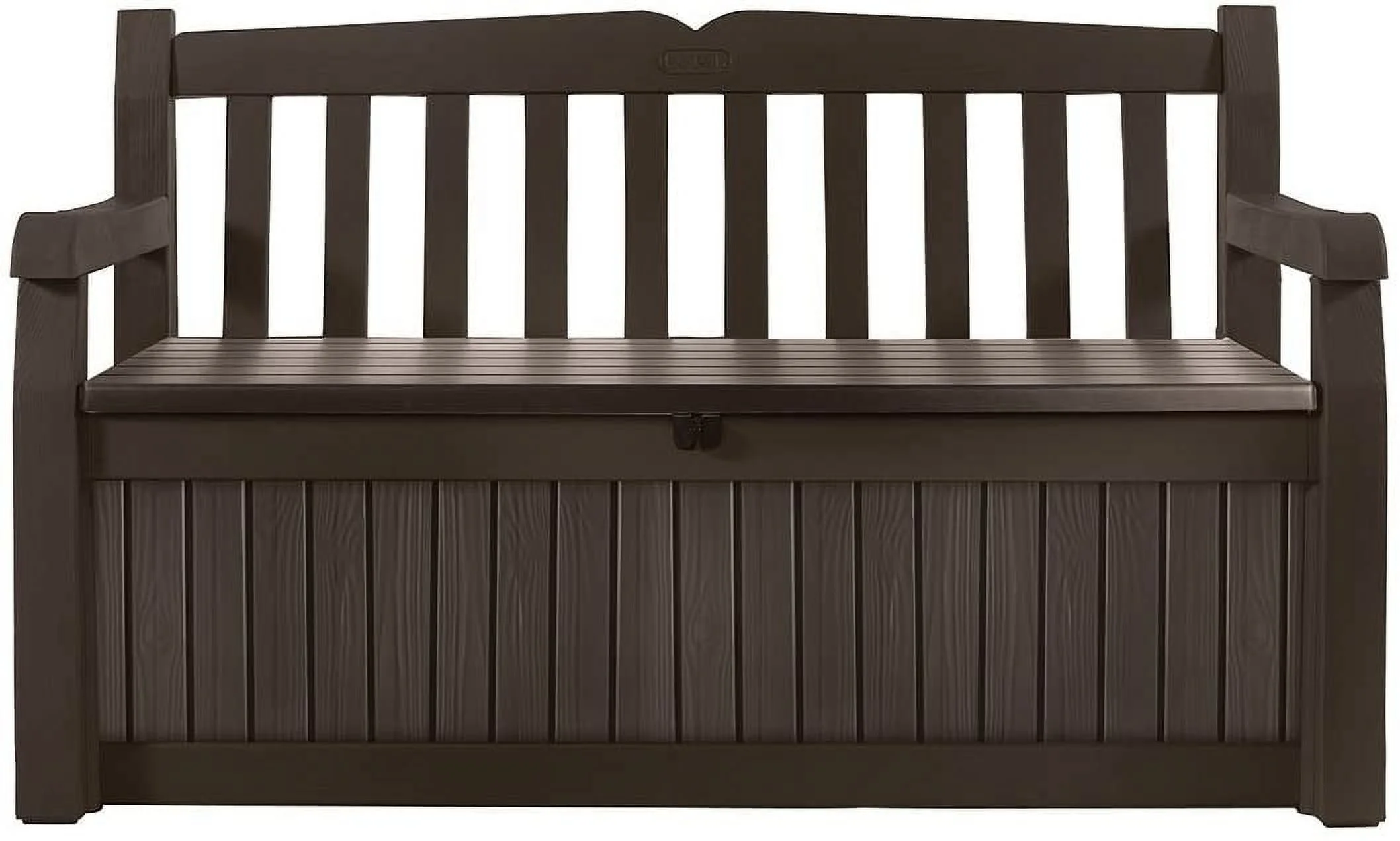 Keter Eden 70 Gallon Storage Bench Deck Box for Patio Furniture, Front Porch Decor and Outdoor Seating – Perfect to Store Garden Tools and Pool Toys