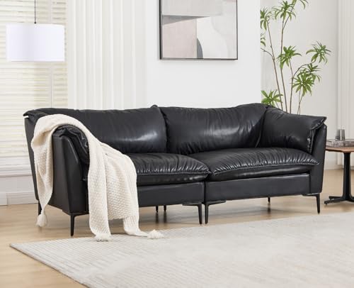 CIMOTA 80'' Faux Leather Loveseat Sofa for Living Room, Modern 2 Seater Small Cloud Couch for Bedroom/Small Space/Apartment