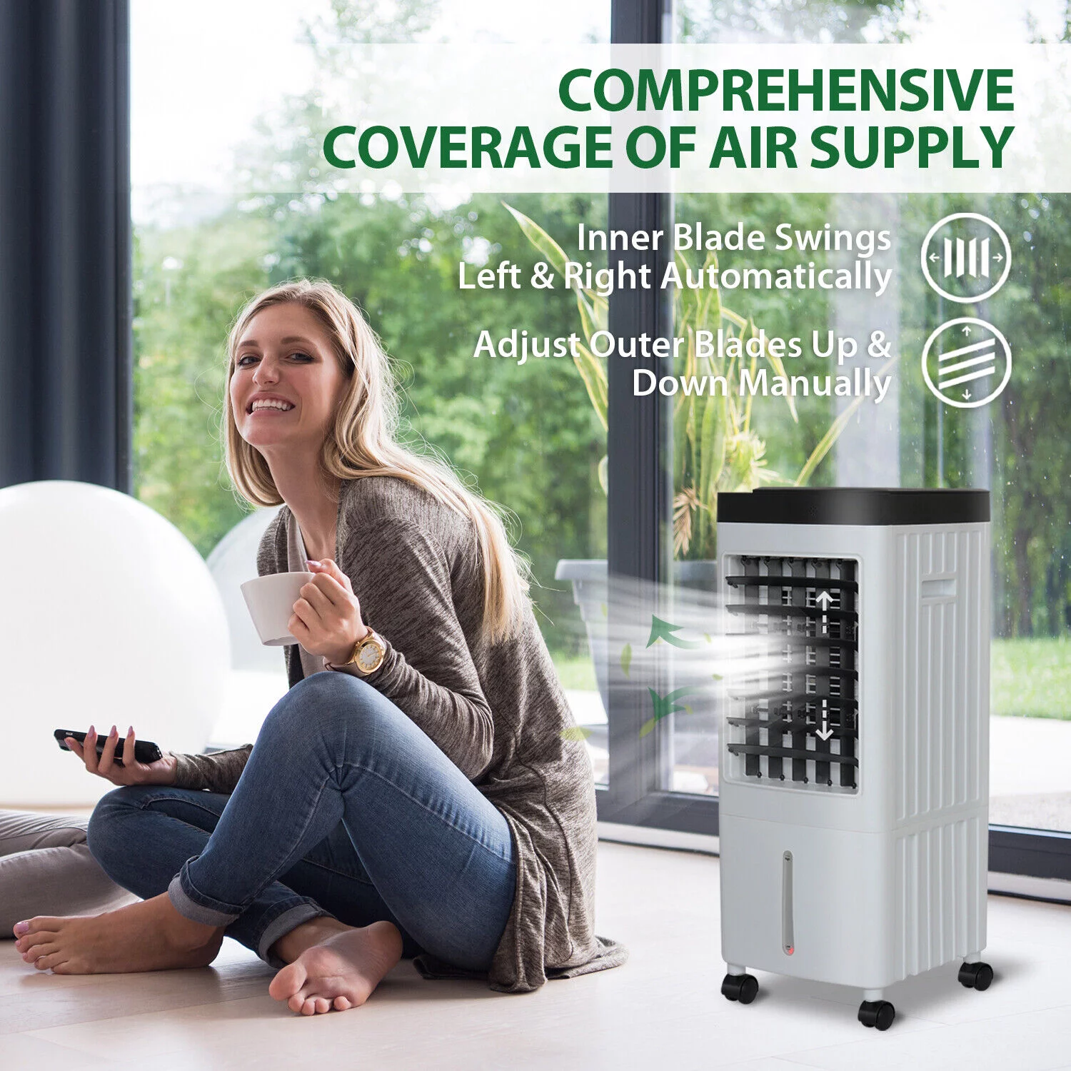 FULLWATT 10L AC Portable Small Air Conditioner Cooling Fan Evaporative Cooler Humidifier
