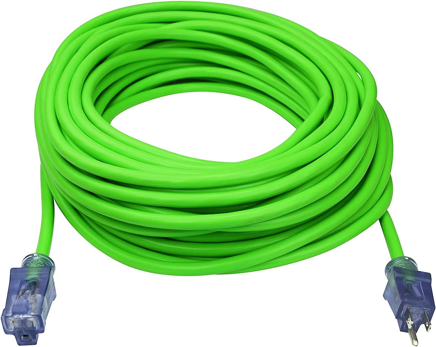 Clear Power 50 ft 3 Outlet Heavy Duty Outdoor Extension Cord 12/3 SJTOW, Yellow, Water & Weather Resistant Flame Retardant, Power Indicator Light