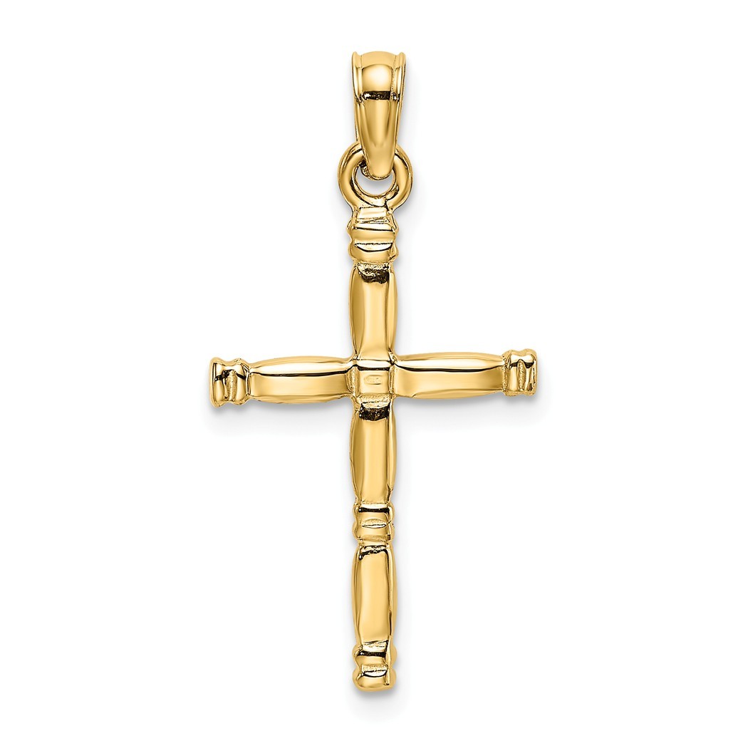 14k Gold 3 d Religious Faith Cross With Quilted Accent Pendant Necklace High Polish Measures 25.16mm long Jewelry Gifts