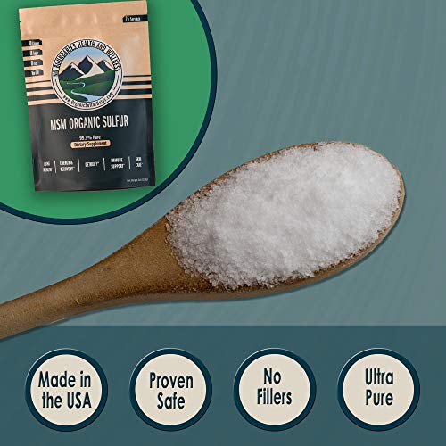 MSM Organic Sulfur Crystals by No Boundaries Health and Wellness – All-Natural, Premium Health Supplement: 99.9% Pure MSM – Benefits: Joint Pain
