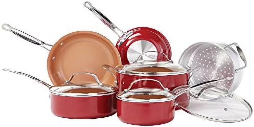 10 pc copper-infused ceramic non-stick cookware set