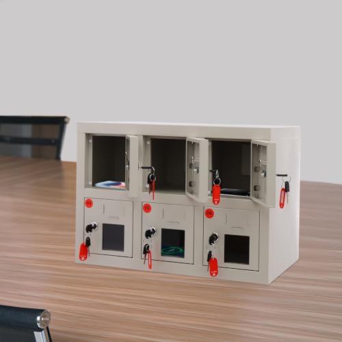 Cell Phone Locker 9 Bays Cell Mobile Phone Steel Locker with Charger Charging Station Cabinet and Key Lock for Classroom and Employees