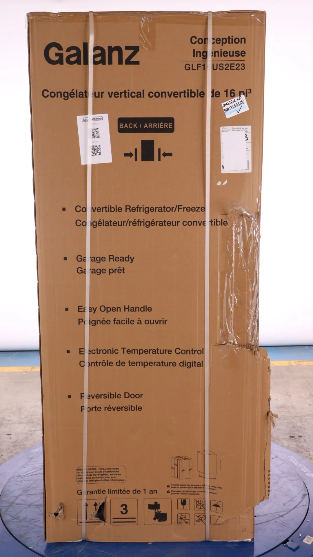 GALANZ 28 IN. 16 CU.FT. STAINLESS STEEL CONVERTIBLE UPRIGHT FREEZER OR REFRIGERATOR - GLF16US2E23