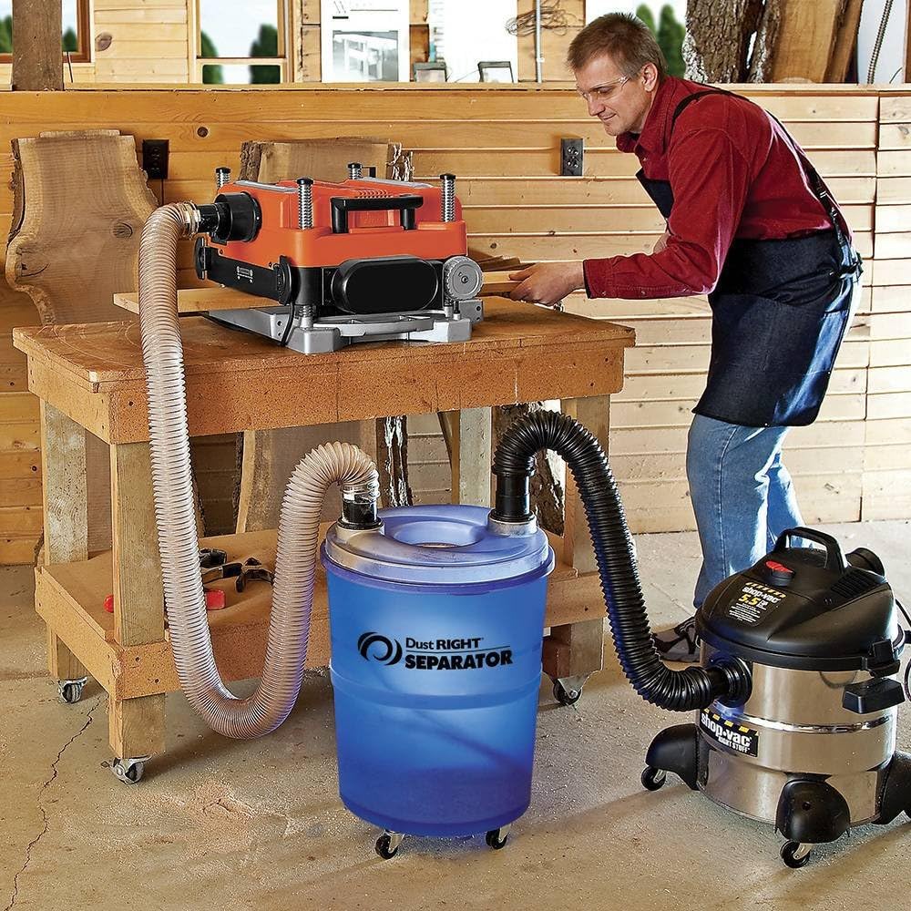 Dust Separator + 36” Flex-Form Hose - Cyclone Dust Collector Separates Sawdust, Wood Chips, Debris, and More – 10-Gallon Translucent Bucket