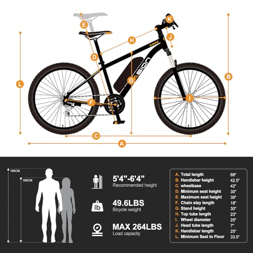 Jasion EB5 Electric Bike for Adults with Peak 500W Brushless Motor, 40Miles 20MPH Commuting Electric Mountain Bike with 360Wh Removable Battery