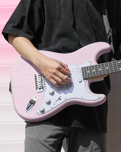 DONNER DST-80 Electric Guitar 39” Beginner Electric Guitar Kit with Amp, Classic SSS Pickup Complete with Gig Bag, Tuner, Capo, Strap, Picks