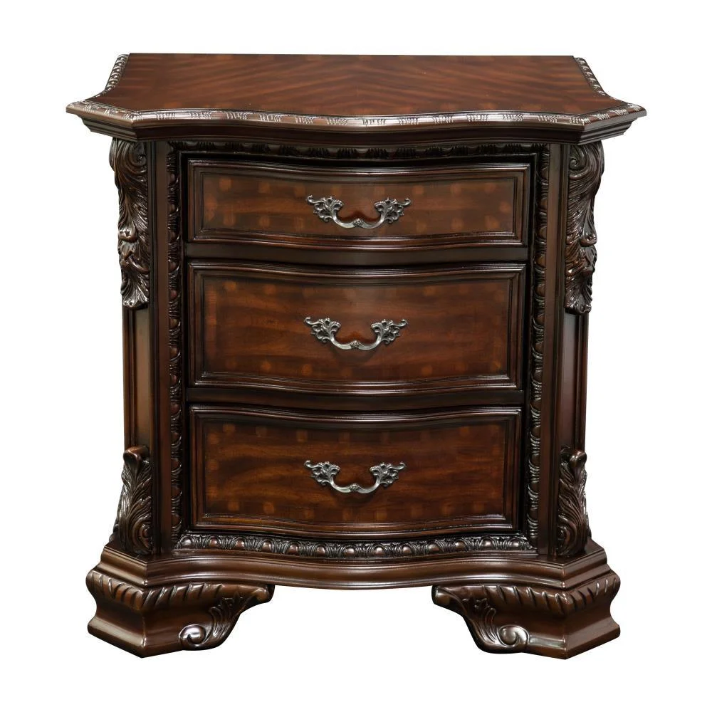 Brown Cherry Solid Wood King Bedroom Set 6pcs FOA CM7277-EK Bellefonte