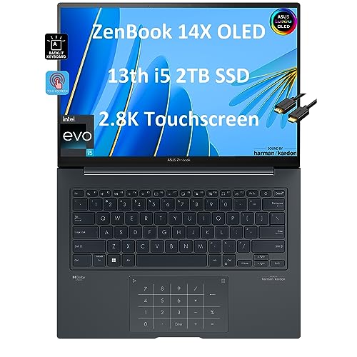Asus ZenBook 14 14X OLED 14.5/inch QHD+(2880x1800)120HzTouchscreen(Intel 13th Gen i5-13500H(Beat i7-1250U),8GB RAM,512GB SSD)Business Laptop