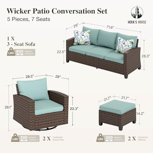 HERA'S HOUSE Patio Furniture Set with 56" Fire Pit Table, Outdoor Patio Conversation Sets