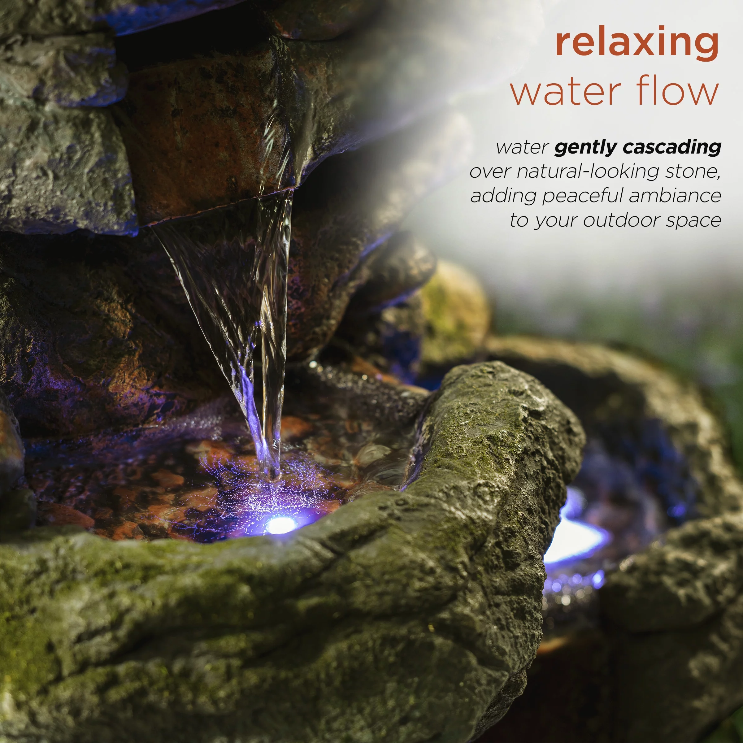 Alpine Corporation 22" Outdoor 3-Tier Rock Cascading Tabletop Fountain