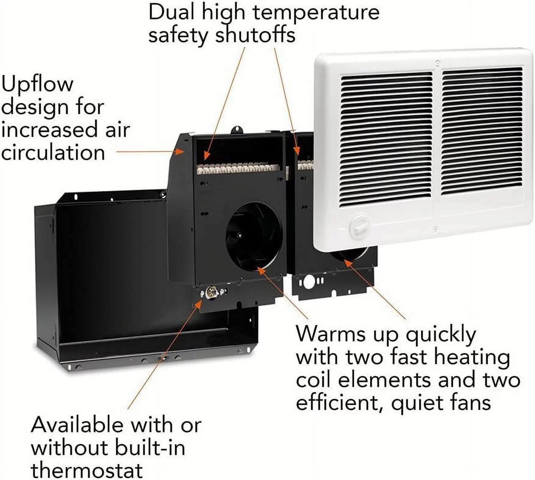 Cadet Com-Pak Twin Electric Wall Heater Complete Unit with Thermostat Model: CSTC402TW, Part: 67527, 13648/10236 BTU, 240/208 Volt, 4000/3000 Watt