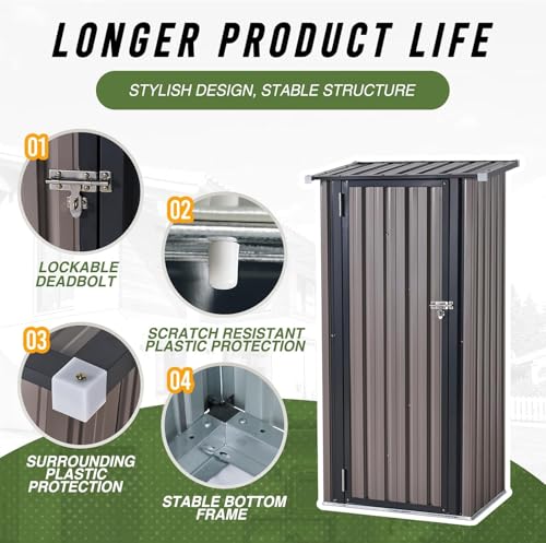 Aoxun 6.2x4 FT Shed Outdoor Storage Shed Metal Garden Shed with Lockable Doors & Slooping Roof Tool Shed Bike Shed for Backyard, Patio