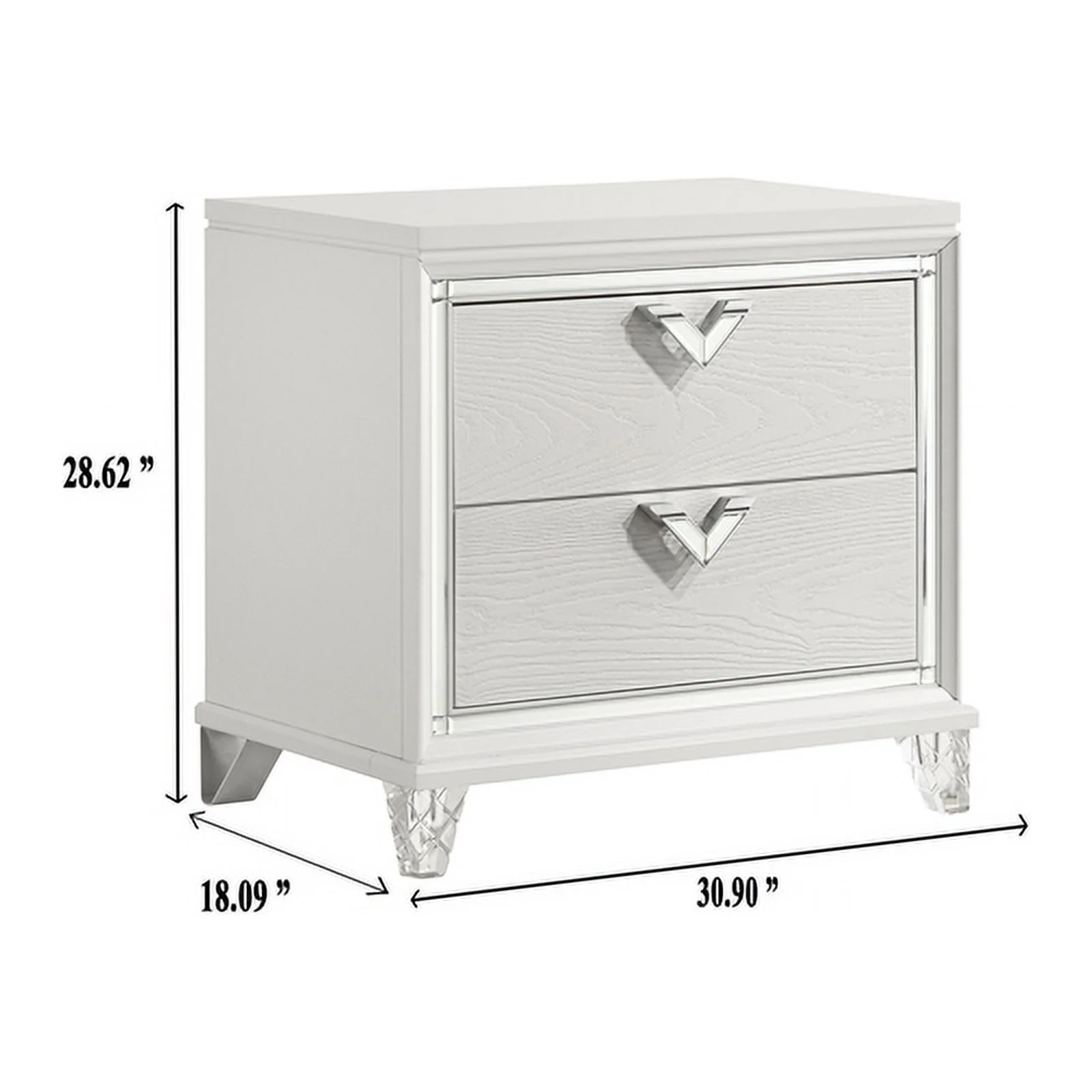 Pemberly Row Prism 5 PC King Modern Bedroom Set made with Wood in White color