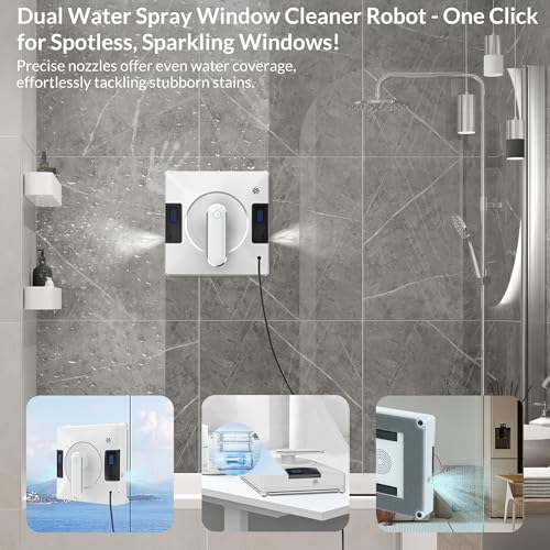 Smart Window Cleaning Robot With Dual Water Spray,3800pa Suction, Multiple Anti - Fall Protection,AI Path Planning,App & Remote Control