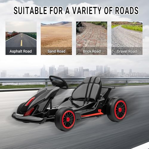 Kids Go Kart, Ride On Drift Kart with Dual 200W Motors, 24V Battery Powered Electric Drift Car, Outdoor 2-Speed Ride On Racing Toy for Boys Girls 6+
