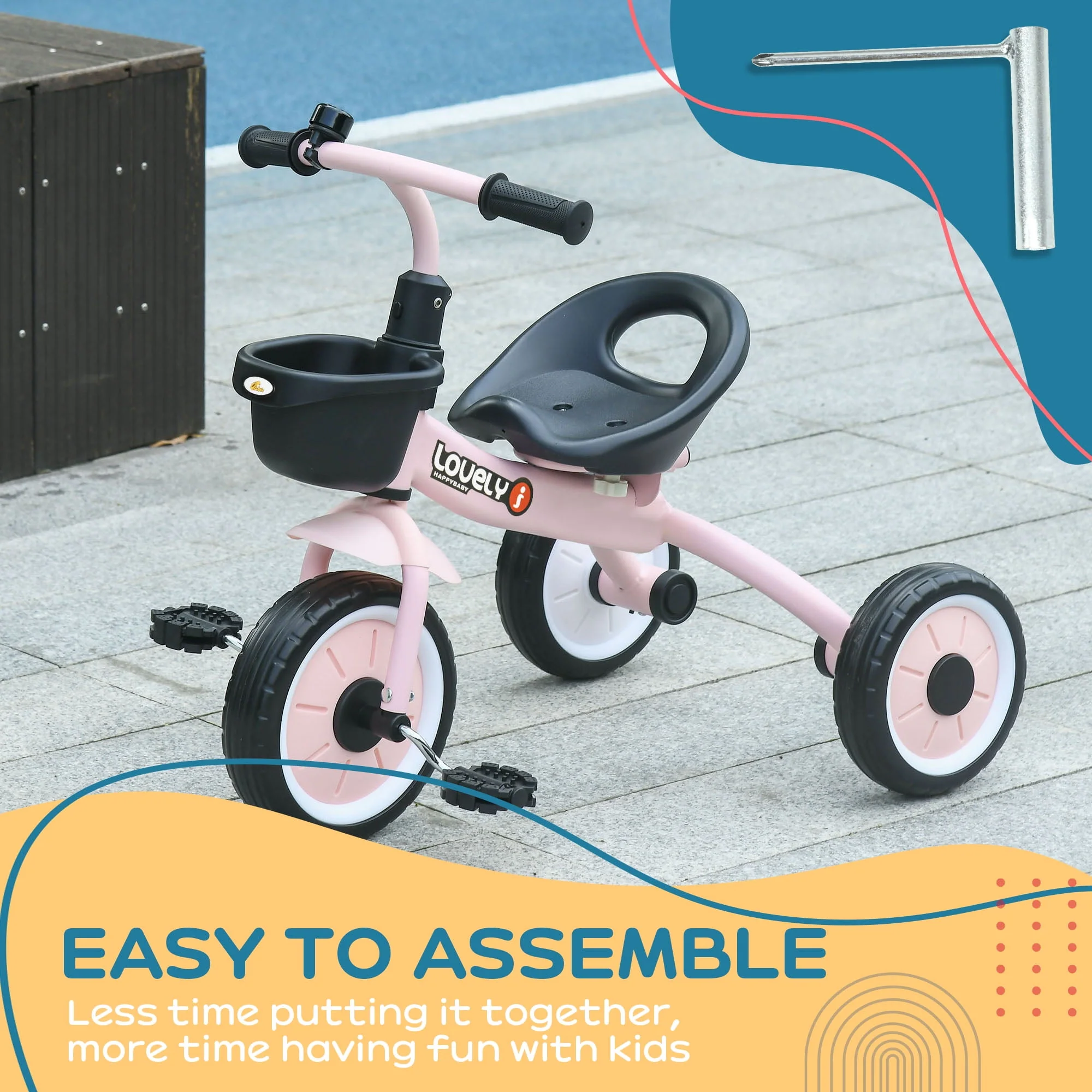 Qaba Tricycle for Kids Age 2-5, Toddler Bike for Children, Pink