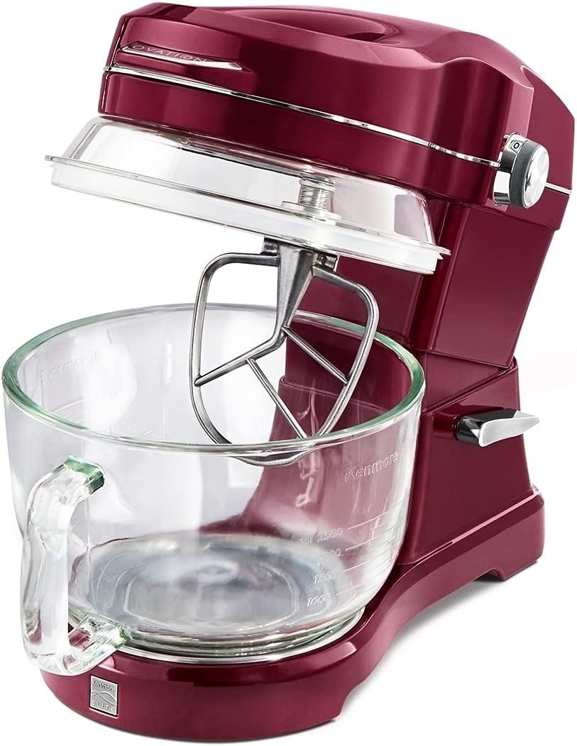 Kenmore 849083 Elite Ovation 49083 Exclusive Pour-In Top, 5 quart Tilt-Head Kitchen Stand Mixer, One Size, Red Burgundy