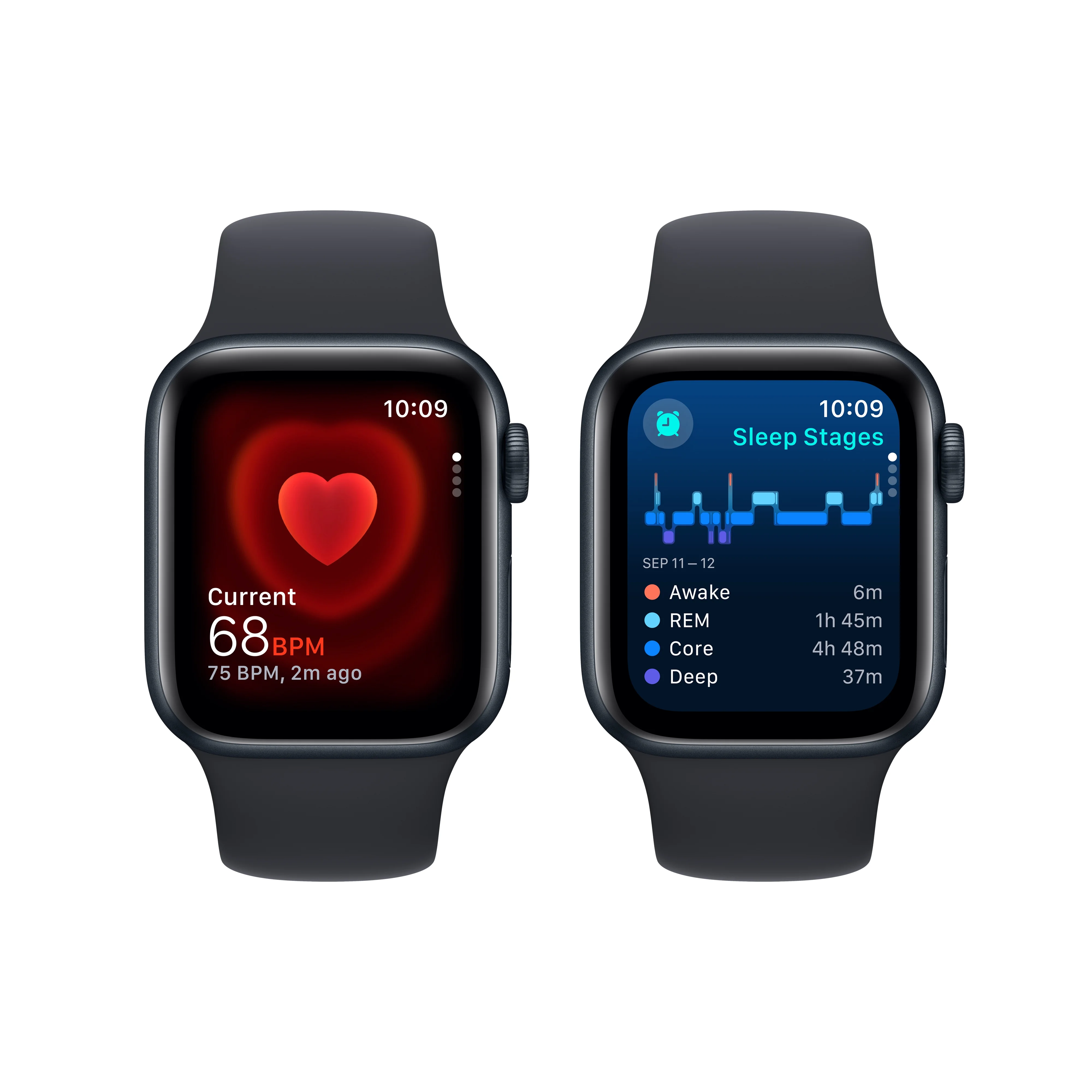 Apple Watch SE (2nd Gen) GPS + Cellular 40mm Midnight Aluminum Case with Midnight Sport Band - S/M. Fitness & Sleep Tracker, Crash Detection