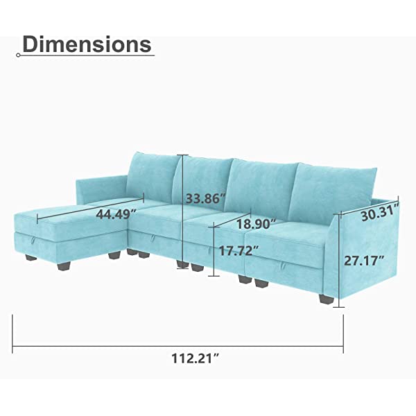 HONBAY Convertible Sectional Sofa U Shaped Couch with Reversible Chaise Modular Oversized Couch Sectional Sofa with Ottomans