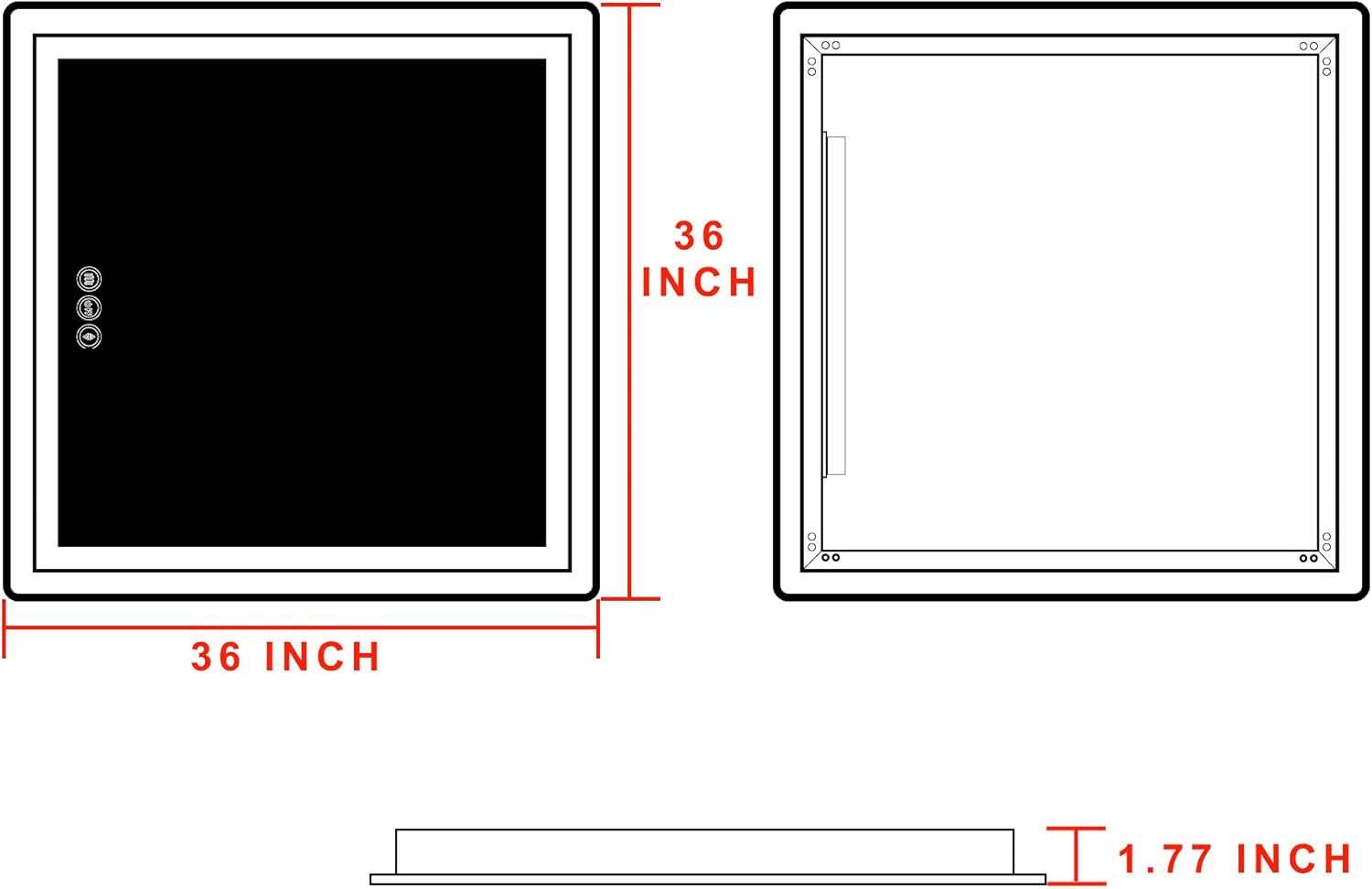 LED Bathroom Mirror for Wall - JORYOO 36x24 Inch Anti-Fog Bathroom Mirror with Lights - Lighted Bathroom Mirror