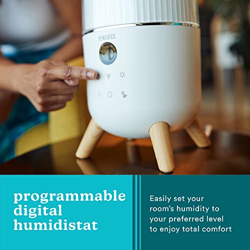 Homedics Ultrasonic Humidifier - Large Deluxe Air Humidifiers for Bedroom, Plants, Office - Top-Fill 1.47-Gallon Tank, Cool Mist