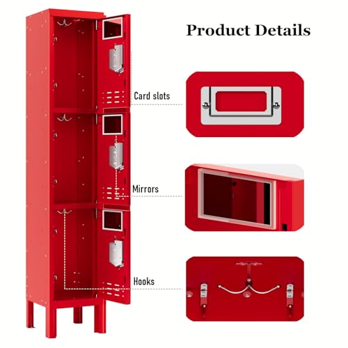 Metal Locker with 5 Doors,Lockers for Employees,66'' Steel Storage Locker for School,Gym, Office, Office,Garage