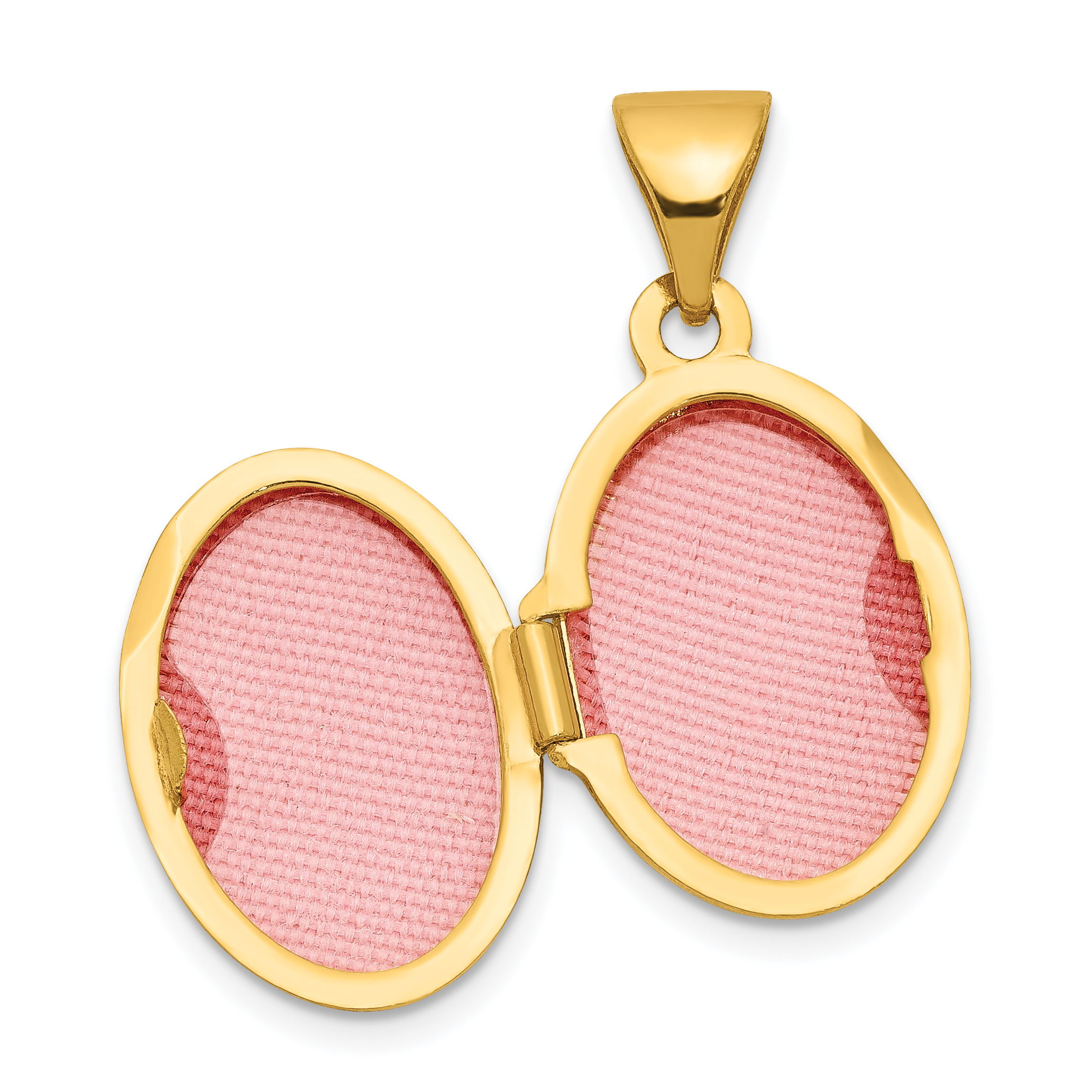 Finest Gold 14K Yellow Gold Plain Polished Oval Locket Pendant
