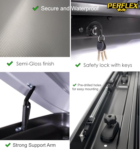 Perflex Exclusive Rooftop Cargo Box Carrier Large 17.7 Cubic Feet Car Top Mount Travel Luggage Storage, Dual Side Opening, 130 Lbs Weight Capacity