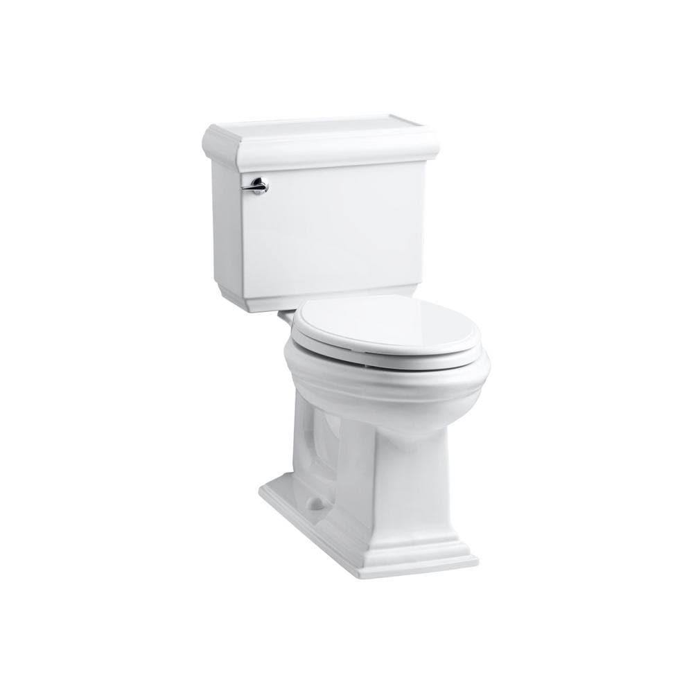 Kohler Memoirs Classic 2-Piece 1.6 GPF Single Flush Elongated Toilet in White with Cachet Q3 Toilet Seat
