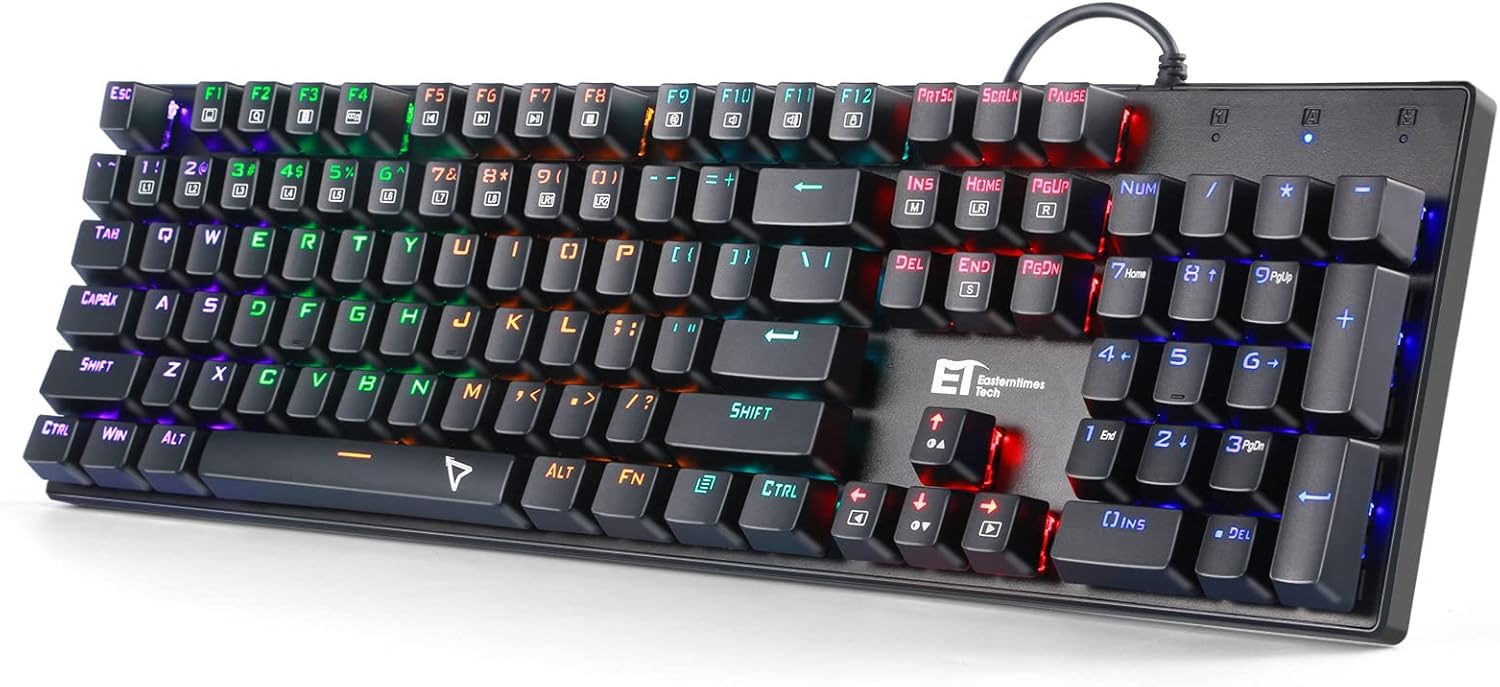 GK-XLI Wired RGB Mechanical Gaming Keyboard, LED Rainbow Backlit Gaming Keyboard