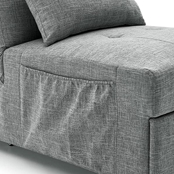 4-in-1 Sleeper Sofa Bed, HABITRIO Solid Wood Frame Polyester Upholstered Seating Couch w/A Pillow, Work As Ottoman, Single Chair