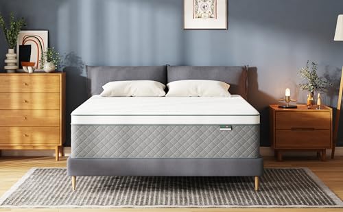Full Mattress, 12 Inch Full Size Mattress with Cooling-Gel Memory Foam &Pocket Spring Hybrid, CertiPUR-US Certified, Medium Firm