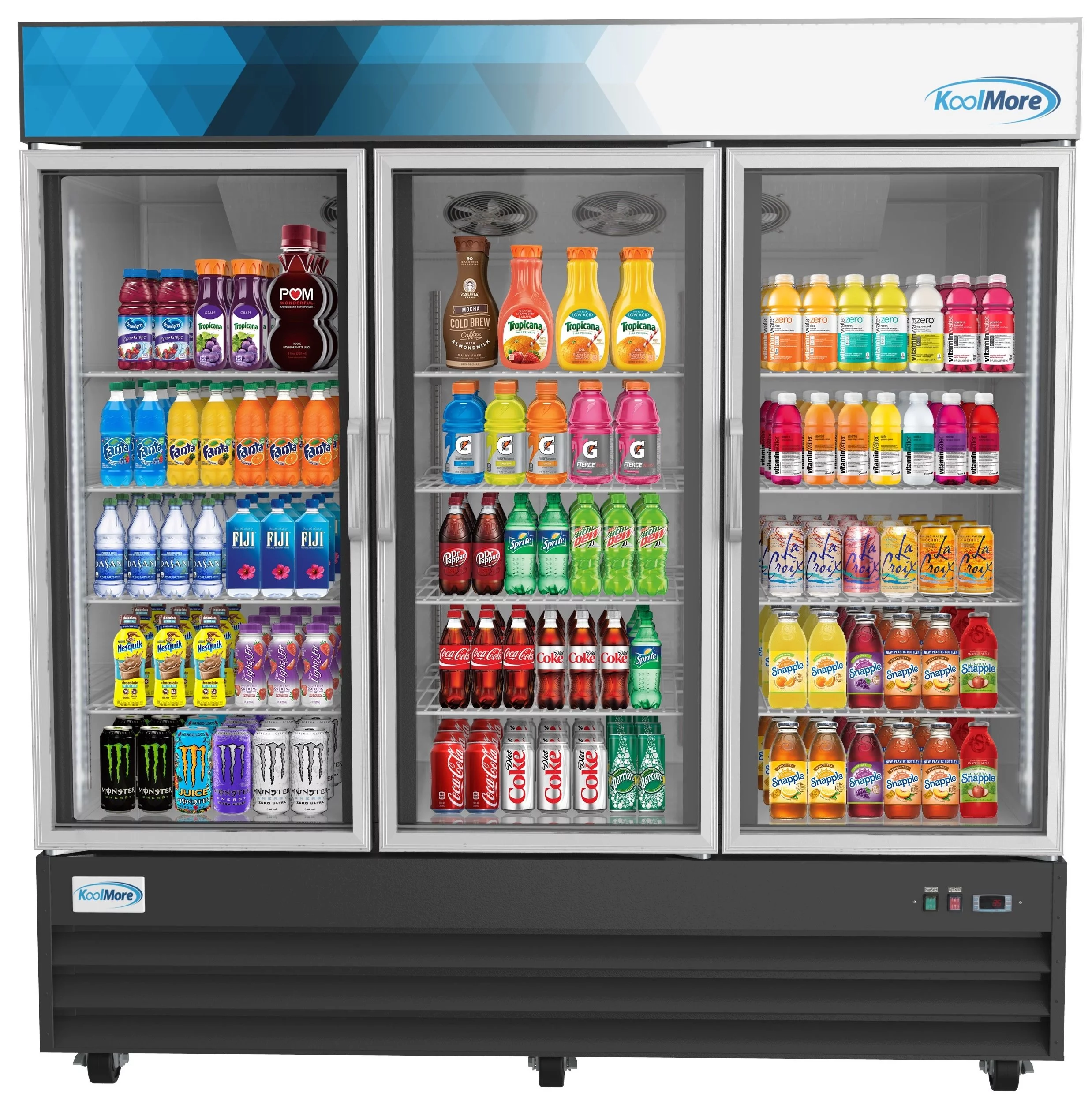 Koolmore 78 in. Three Glass-Door Merchandiser Refrigerator - 53 Cu ft.