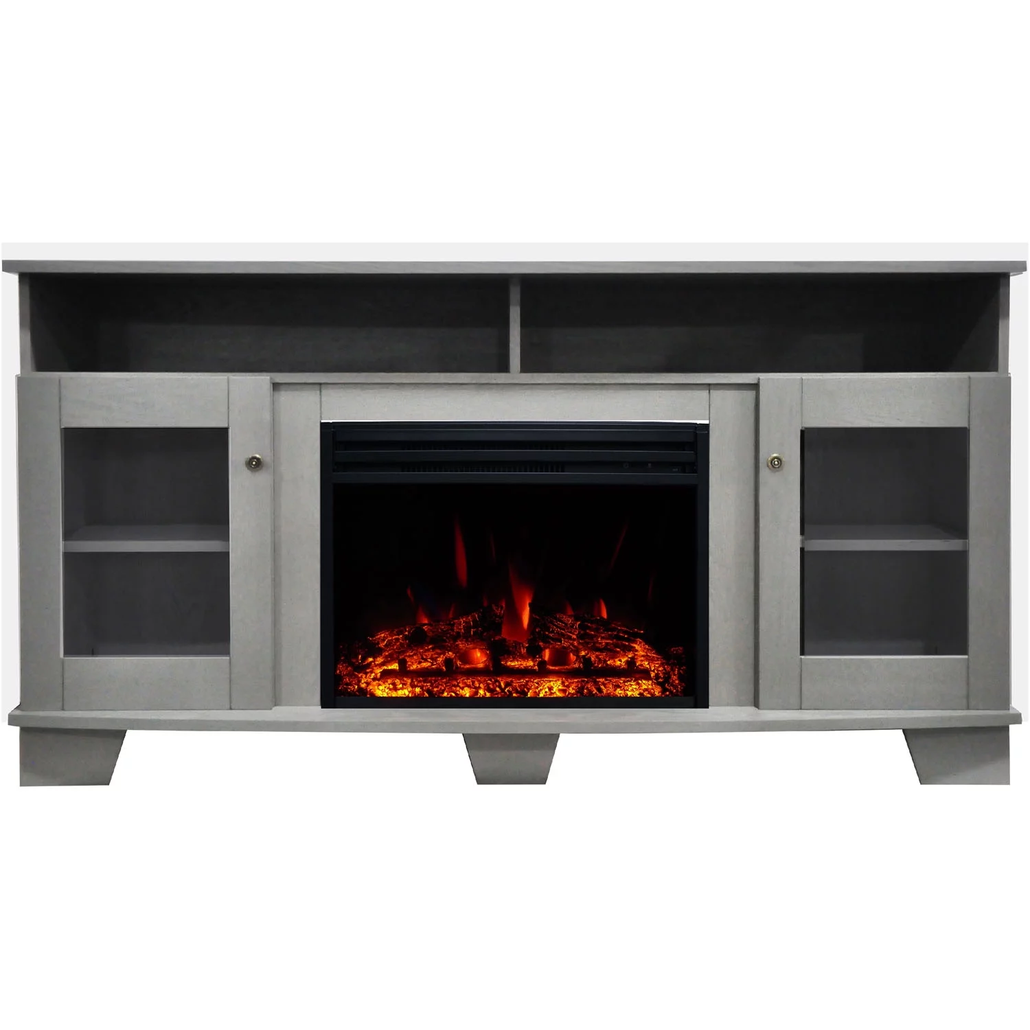 Cambridge Savona Electric Fireplace Heater with 59-In. Gray TV Stand, Enhanced Log Display, Multi-Color Flames, and Remote - Curated Treasures Market
