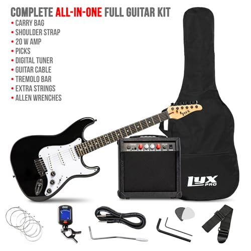 LyxPro Electric Guitar 39" inch Complete Beginner Starter kit Full Size with 20w Amp, Package Includes All Accessories, Digital Tuner, Strings, Picks