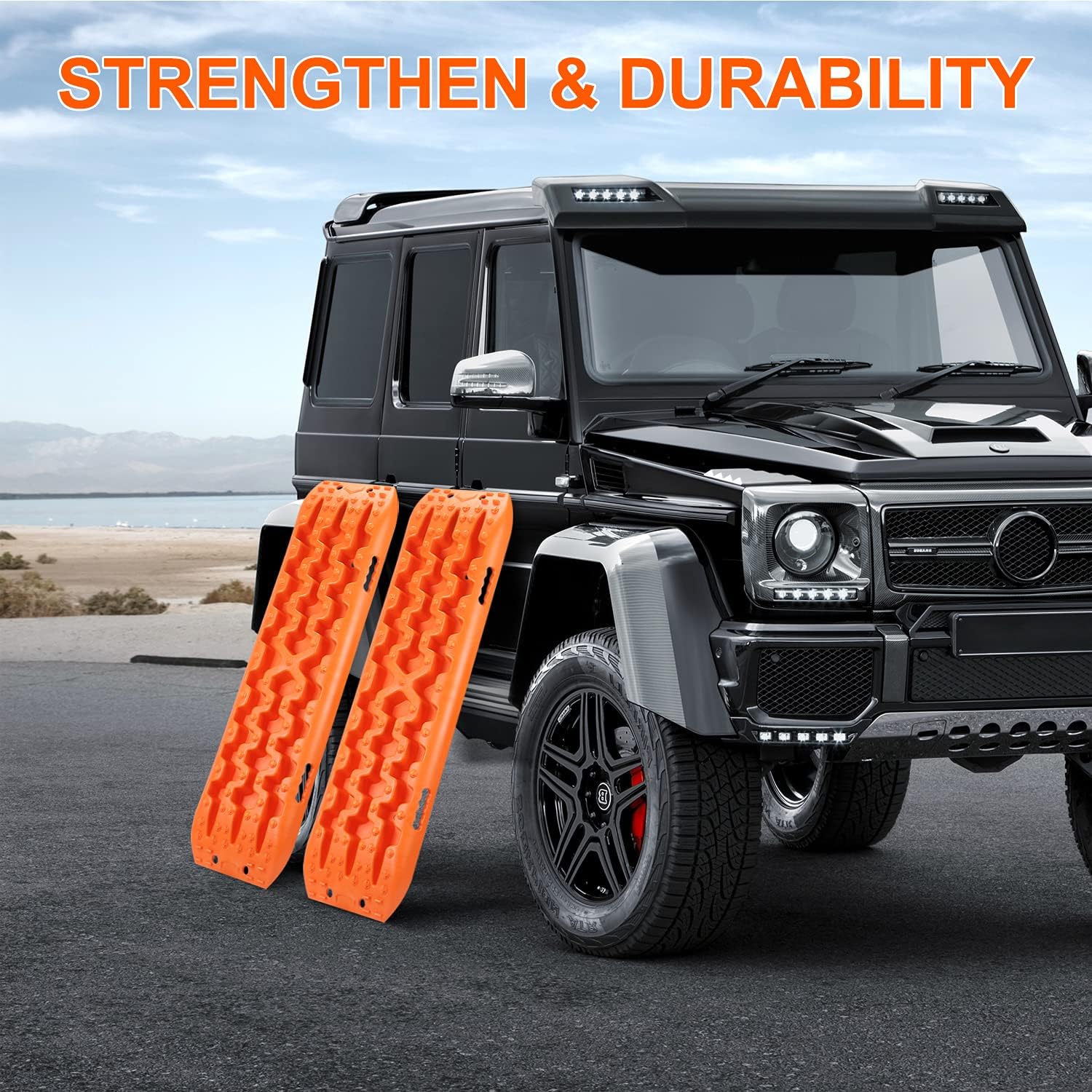 Recovery Boards Traction Tracks, One Pair Recovery Traction Mats, Tire Traction Boards Tool for Off-Road Truck, Cars, Sand, Snow, Mud