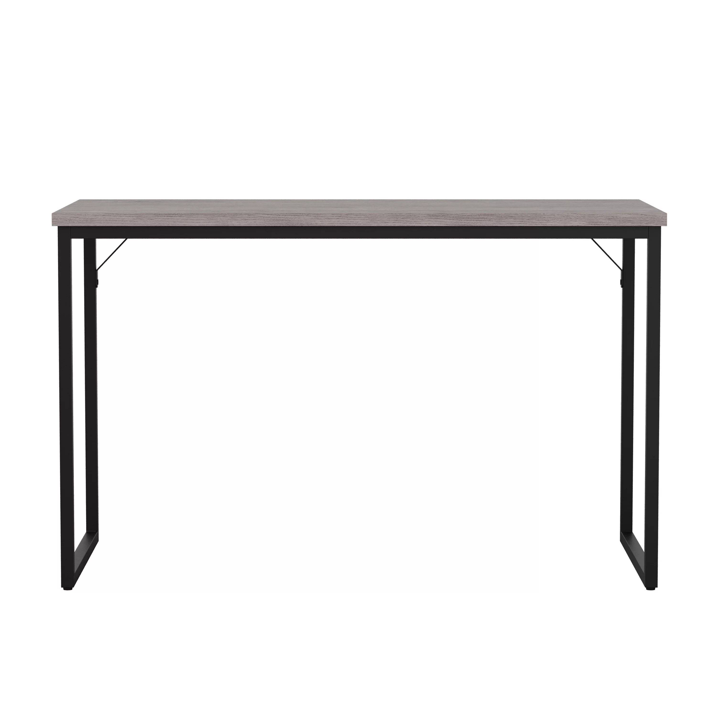 Martha Stewart Noah Home Office Parsons Desk in Gray Wood Grain with Oil Rubbed Bronze Metal Frame