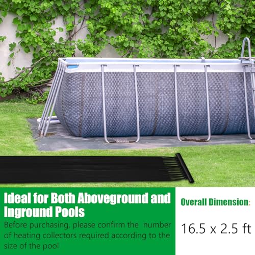 IRONMAX Solar Pool Heater, 2.5 x 16.5 Feet In-Ground/Above-Ground Swimming Pool Heating System, Weatherproof Pool Warmer