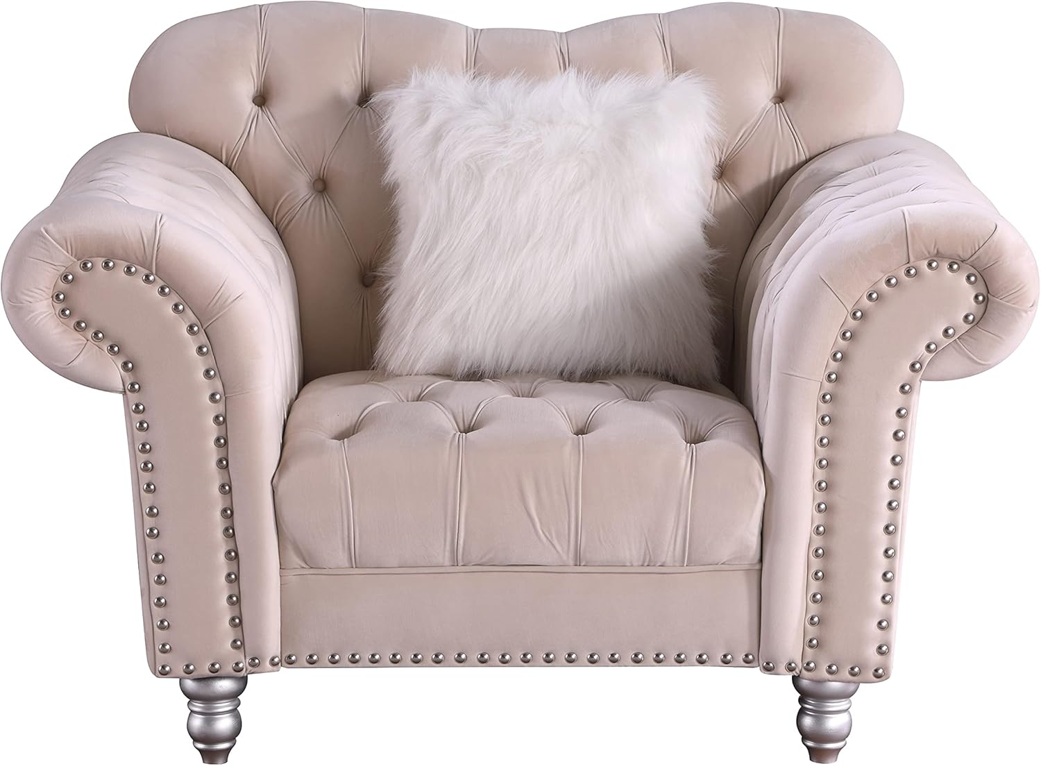 Morden Fort Luxury Classic America Chesterfield Tufted Camel Back Armchair Living Room Chair, Blue
