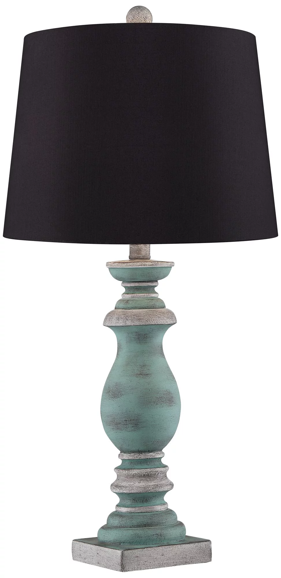 Regency Hill Patsy Country Cottage Table Lamps 26 1/2" High Set of 2 Blue Gray Washed Black Faux Silk Drum Shade for Bedroom Living Room House Bedside