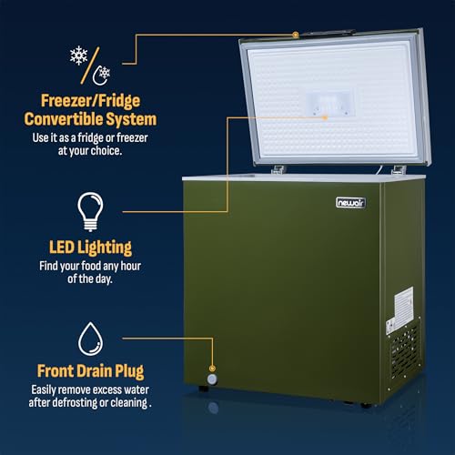 Newair 13.8 cu. ft. Upright Freezer, Fridge Freezer Convertible, Garage Ready Refrigerator, Frost Free Freezer with Door Alarm, Stand up Deep Freezer