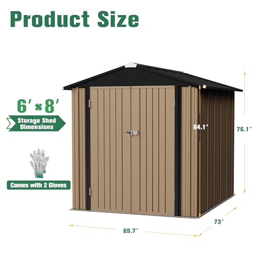 Flamaker Storage Shed Waterproof Metal Garden Shed with Lockable Door Utility Tool Shed Outdoor Storage for Backyard, Patio and Lawn (5 x 3 FT)