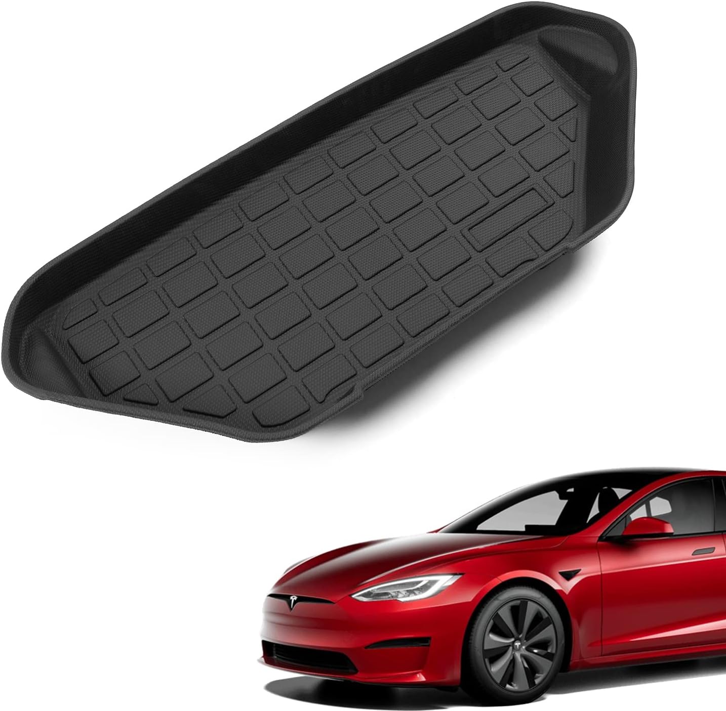 Kingna Fit 2021 2022 Tesla Model S Cargo Liners TPE Car Trunk Mat All Weather for Tesla Model S Accessories (Car Trunk Mat)