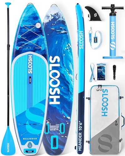 SLOOSH Inflatable Stand Up Paddle Board, 10'6" Inflatable Paddle Boards with Premium Accessories, Non-Slip EVA Deck, Ultra-Light Carry Bag Pump