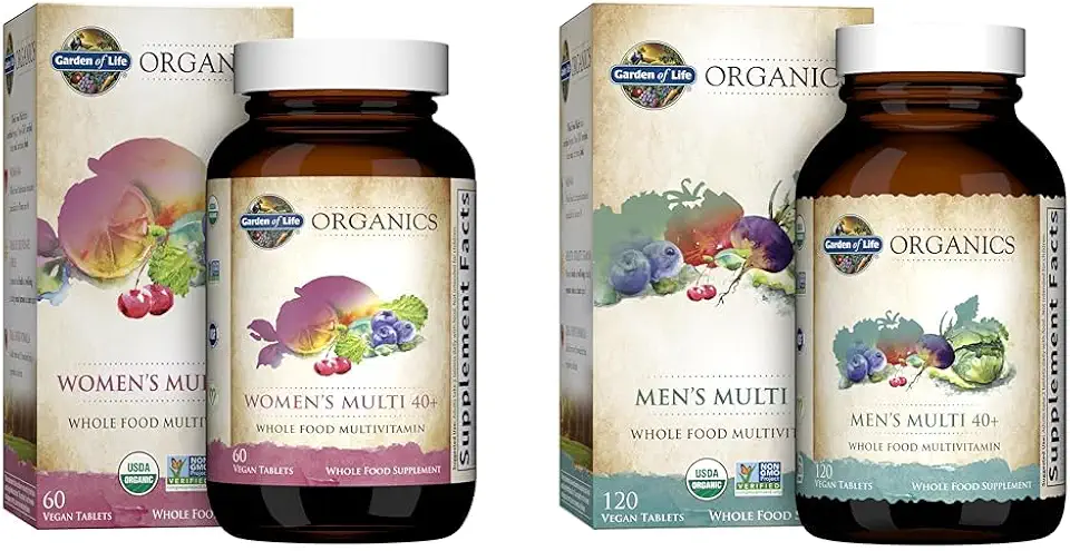 Garden of Life Organics Vitamins for Women 40+ and Men 40+ Multivitamin Bundle, 60 and 120 Tablets - Kansas Nuitrition - HNZSDS