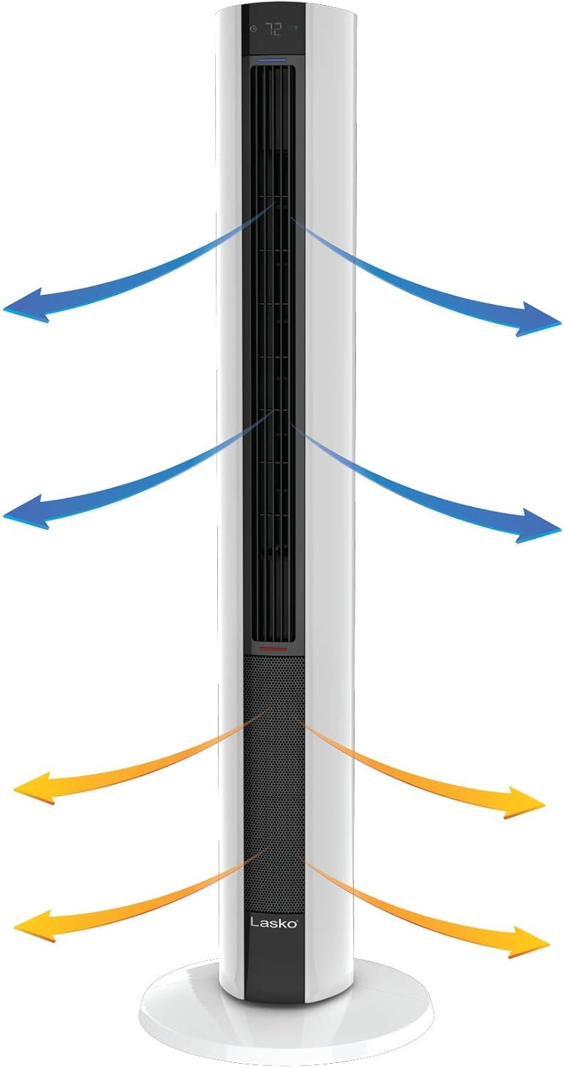 Lasko FH500 Fan & Space Heater Combo Tower, 42 Inch, Black White